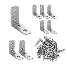 8PCS L Corner Bracket YQBOOM Corner Brace 40MM x 40MM Angle Bracket Double Holes Brackets for Wood with 32 Screws Metal Corner Bracket