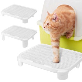 Cat Ramp for Litter Robot Box, Adjustable Cat Litter Box Ramp Elevated Cats LitterBox Step Ramps Catcher, Washable Easy-Cleaning Litterbox Mat with Filter Function for Small & Elderly Cats, White