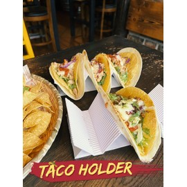 Disposable Taco Holder Stand Up Serving Rack-Hold Up to 3 Tacos, Made of Cardboard Safety&Eco-Friendly for Family or company Party,Restaurant,Outdoor,Wedding,take-out(200, white)