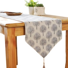 CosyAurora Linen Table Runner Mulberry Trees Beige, Seasonal Kitchen Dining Table Decoration for Home Party Decor (Cream White, 30 x 180 cm)