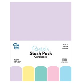PA Paper Accents Stash Pack Cardstock Pack 8.5" x 11" Pastels, colored cardstock paper for card making, scrapbooking, printing, quilling and crafts, 65lb., 40 pieces
