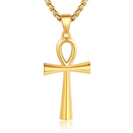 URONE Ankh Necklace for Men 925 Sterling Silver Plated Egyptian Ankh Pendant Necklace Ankh Jewellery Gifts