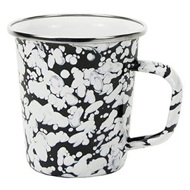 Golden Rabbit Enamelware - Black Swirl Pattern - 16 Ounce Latte Mug