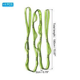 PATIKIL 71 Inch Daisy Chain Straps, 4 Pack Strong Climbing Strap Adjustable Nylon Chain Sling with 8 Loops for Aerial Yoga Hammock Swing, Green