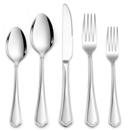 LIANYU 40-Piece Silverware Flatware Set for 8, Stainless Steel Cutlery Eating Utensils Set with Scalloped Edge, Include Knives Forks Spoons, Dishwasher Safe, Mirror Polished