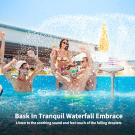 Auto-Swing Pool Fountain for Above/Inground Pools, Cooling Waterfall Pool Sprinkler Wide Spray Coverage Adjustable Pressure & Height 16-23", Garden/Yard Outdoor Decorations, Swimming Pool Accessories