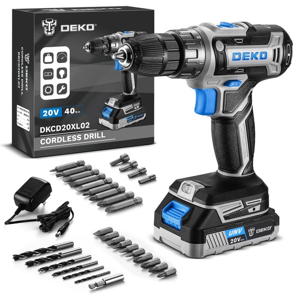 DEKO PRO Cordless Drill 20V Electric Power Tool Set for