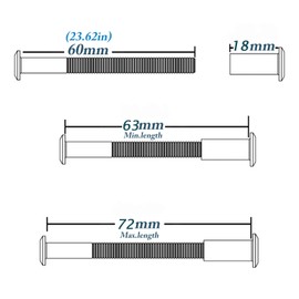 Anmas 10pcs M6 Furniture Joint Connector Bolt & Cap Nut Kit Use for Cot Bed Crib Bolts Hex Drive Socket Cap Bolts - Hex Socket Screws Head (60mm)