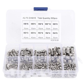 Hex Bolt, Pack of 300 Hexagon Socket Screws Assortment 304 Stainless Steel M3 M4 M5 M6 M8 Set Screw