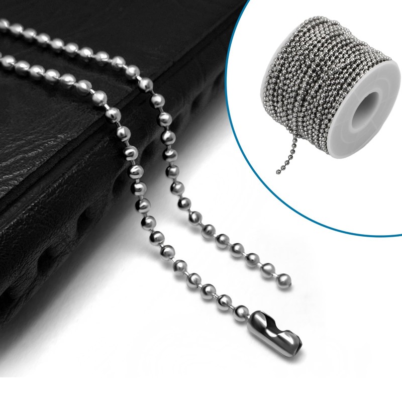 66Feet/20m Stainless Steel Ball Bead Chains, 2.4mm Diameter Beaded Roller
