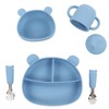 5pcs Baby Feeding Kit Food Grade Silicone Bear Design Plate