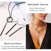 FOCALOOK Black Necklace Earrings Set for Women Long Black Lariat