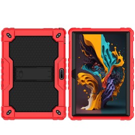 Doemoil case for Dragon Touch Notepad K10, MAX10 Plus Case, Built in Stand Shoulder Strap with Screen Protector for FEONAL K118 K101 Veidoo T80 Plus 10.1 inches Tablet (Red/Black/1 PC)