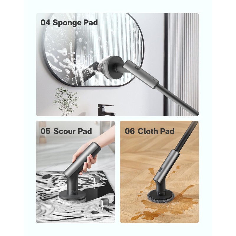 HOTO 3 Pcs Replacement Pads for Cordless Spin Scrubber, Suitable