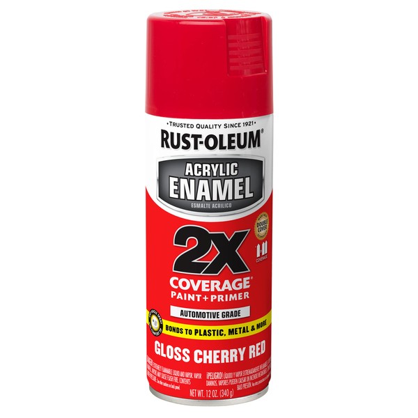 Rust-Oleum 271920 Acrylic Enamel 2X Spray Paint, 12 oz, Gloss Cherry Red