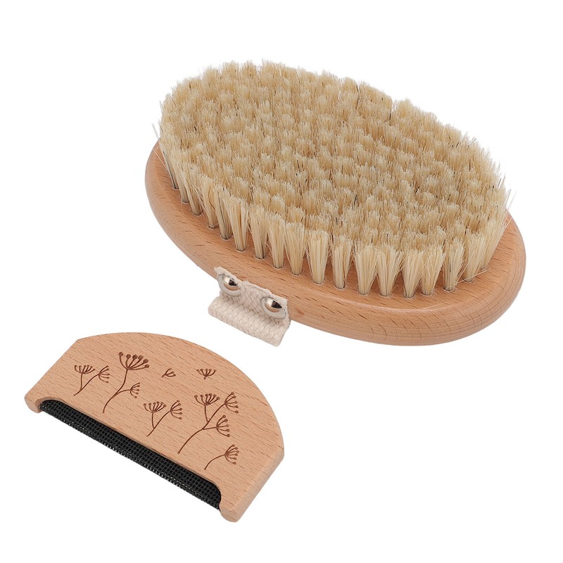 2PCS Set Sweater Cleaning Shaver Set Oval Beech Wood Bristle