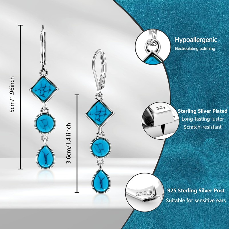 ALEXCRAFT 925 Sterling Silver Dangle Earrings for Women Trendy Hypoallergenic