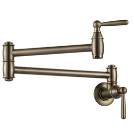 Pot Filler Faucet Antique Bronze, ARCORA Modern Pot Filler Wall Mount 2 Handle with Double Joint Swing Arms Brass Stove Faucet