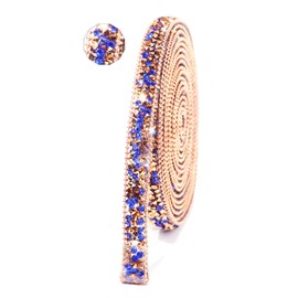 YHMQDU Rhinestone Ribbon 3 Yards Self Adhesive Rhinestone Strips Diamond Ribbon Sticker Crystal Roll Glitter Bling Rhinestones Tape for Crafting DIY Art Decoration (Blue Ribbon,0.4 Inch)