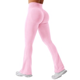 YEOREO Mini Flare Leggings Womens Workout Butt Lifting Legging Hidden Scrunch Seamless Impact Lilliean Yoga Pants Pink L