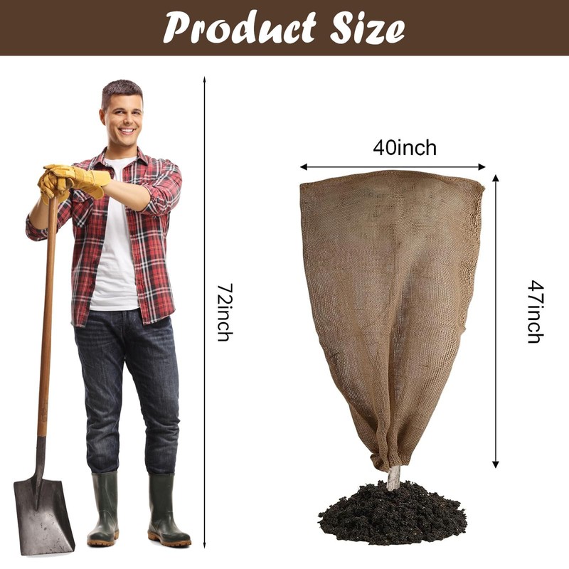 Svepndic 2PCS 47''x40'' Reusable Warm Burlap Winter Plant Cover Bags