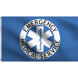 DMSE EMS Emergency Medical Service EMT Paramedic Ambulance Flag 3X5 Ft Foot 100% Polyester 100D Flag UV Resistant (3' X 5' Ft Foot)