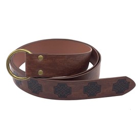 Medieval Embossed Leather O-Ring Belt, Retro Belt (Coffee, 165CM)