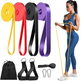 Bandas Resistencia, 4PCS Resistencia para Ejercicio, Bandas Fitness para Pull ups, Fitness, Crossfit, Gym Entrenamiento, Ligas Ejercicio con Ancla de Puerta, 2 Manijas, Ganchos y Bolsa