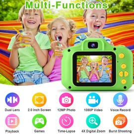 GKTZ Toys for Girls Age 3-8, Kids Camera Digital Video Toddler Camera Children Camcorder Birthday Gifts for 3 4 5 6 7 8 Year Old Girls with 32GB SD Card (Green)
