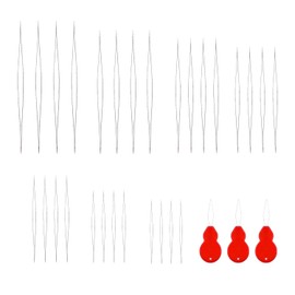 28 Pearl Needles,Beading Needles,Threading Bead Helper,Beading Assistant,Sewing Needle Set with 3 Red Gourd-Shaped Needle Threaders,Suitable for Handicraft Making, Bracelet DIY