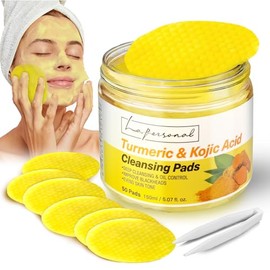 LA.PERSONAL Turmeric Kojic Acid Cleansing Pads, for Face and Body Cleansing and Exfoliation - 50 Pcs