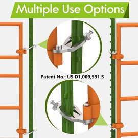 T-Post Gate Hinge Pins - Heavy Duty Gate Hanger, Hang a gate from a Metal T Post, Steel Gate Hinges Target Hanger for Farm Gate, Garden & Backyard Gate, Easy to Install. (Patent)