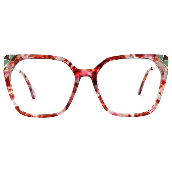 Zeelool Anny ZGX431848 - Marco de anteojos cuadradas clásico para hombres y mujeres con lente transparente sin receta, Zgx431848-02 Rojo-floral, L