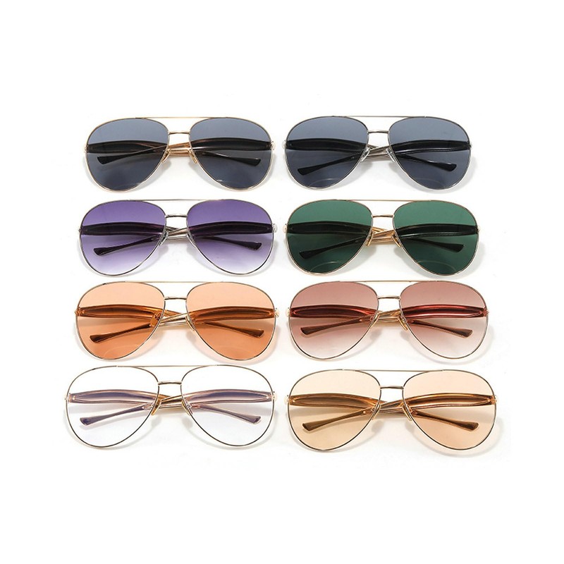 laureles Fashion Oversized Pilot Sunglasses Women Gold Champagne Lenses Metal