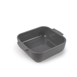 PEUGEOT - Square Ceramic Baking Dish - 21 cm (Handles Included) x 17.5 cm x 6 cm - Capacity: 1.1 L - Single Serving - 10 Year Guarantee - Made In France - Light Grey Colour