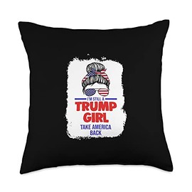 Trump 2024 Gift I'm Still Girl take America Trump 2024 Throw Pillow, 18x18, Multicolor