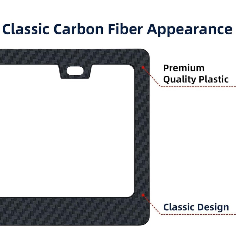EWBN Carbon Fiber License Plate Frame,2 Pack Black License Plate