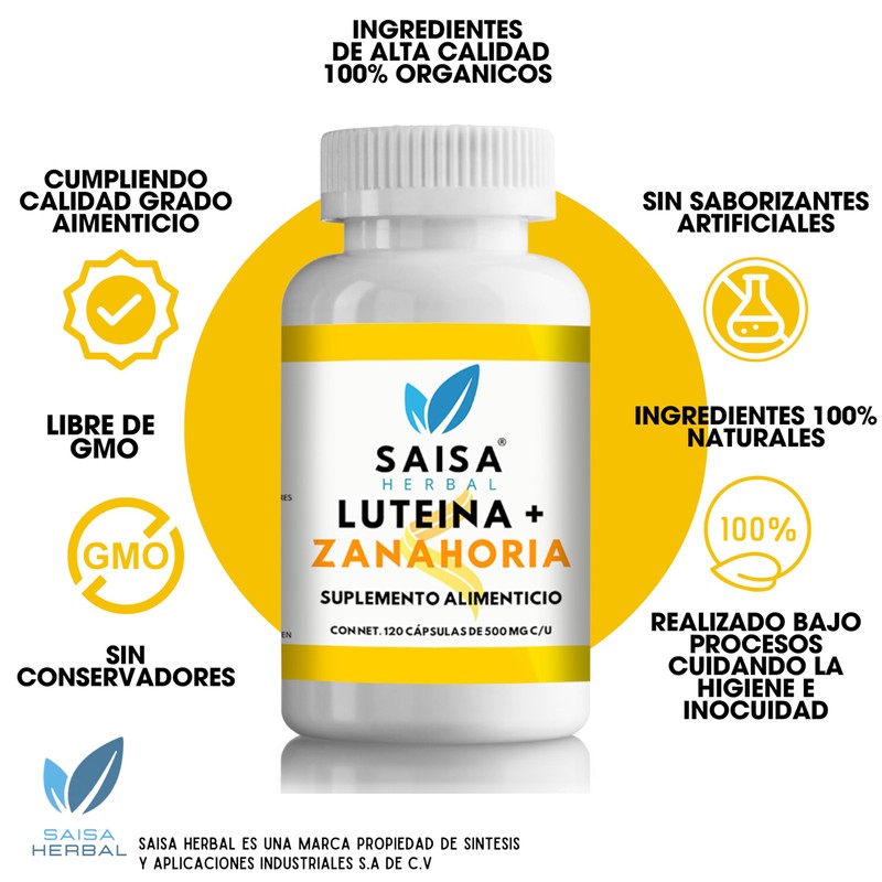 Luteína Y Zanahoria Con 120 Capsulas Saisa Herbal Visión+