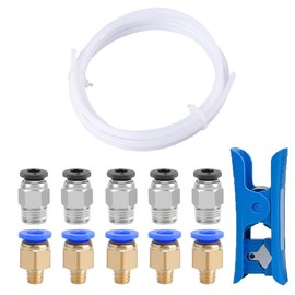 QitinDasen 3 Metre 3D Printer PTFE Teflon Hose with Hose Cutter, 5 Pieces PC4-M6 Pneumatic Connector and 5 Pieces PC4-M10 Pneumatic Connector