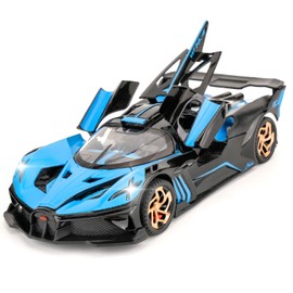 BDTCTK 1/32 Bugatti Bolide Sports Model Car, Zinc Alloy Pull Back Toy Car with Sound and Light for Kids Boy Girl Gift(Blue)