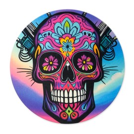 sdroceRyaM Turntable Platter Mat, 12 Inches Record Mat Felt Skull Pattern Anti-Static Slip Mat for Vinyl LP DJ Turntable Record Player, Reduces Vibrations & Improved Sound Clarity,Style A