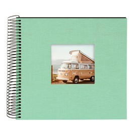 goldbuch Bella Vista Spiral Album, Linen Memory Album with Cut-Out Cover Photo Album with 40 Black Pages, Photo Book for Gluing, Photo Album, Neo-Mint, Approx. 20 x 20 x 2.7 cm