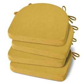 Shinnwa Kitchen Chair Cushions Set of 4, Non-Slip Dining Chair Cushions with Ties and Machine Washable Cover, 4 Pack, 17 x 16.5 x 2in, Yellow