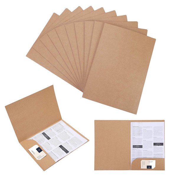 10Pcs A4 Kraft File Folders Project Presentation Folder Buff Square