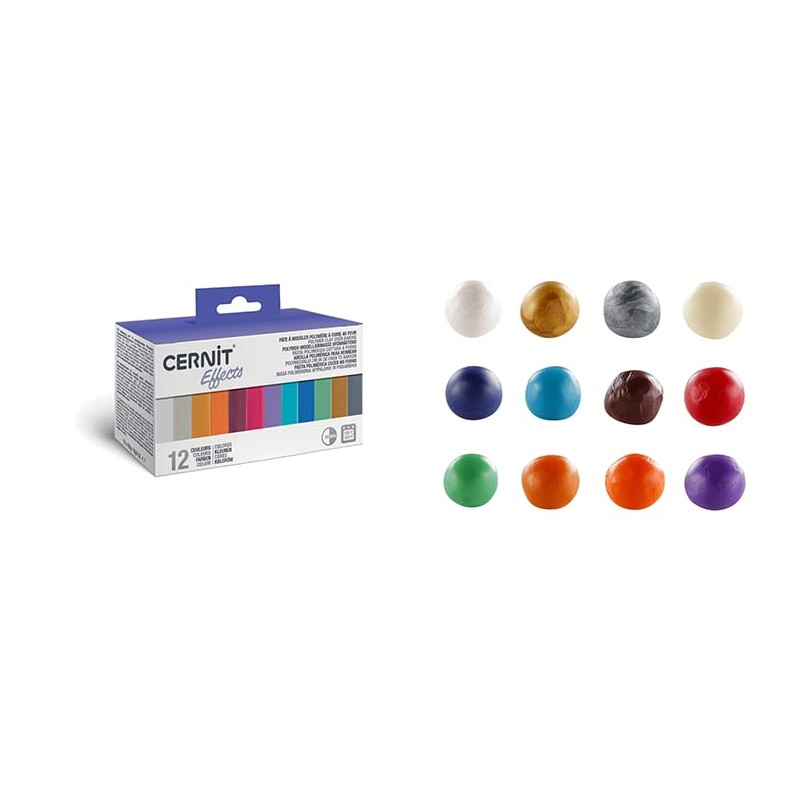 Cernit CEASS003C - Set of 12 Colours Oven Hardening Polymer