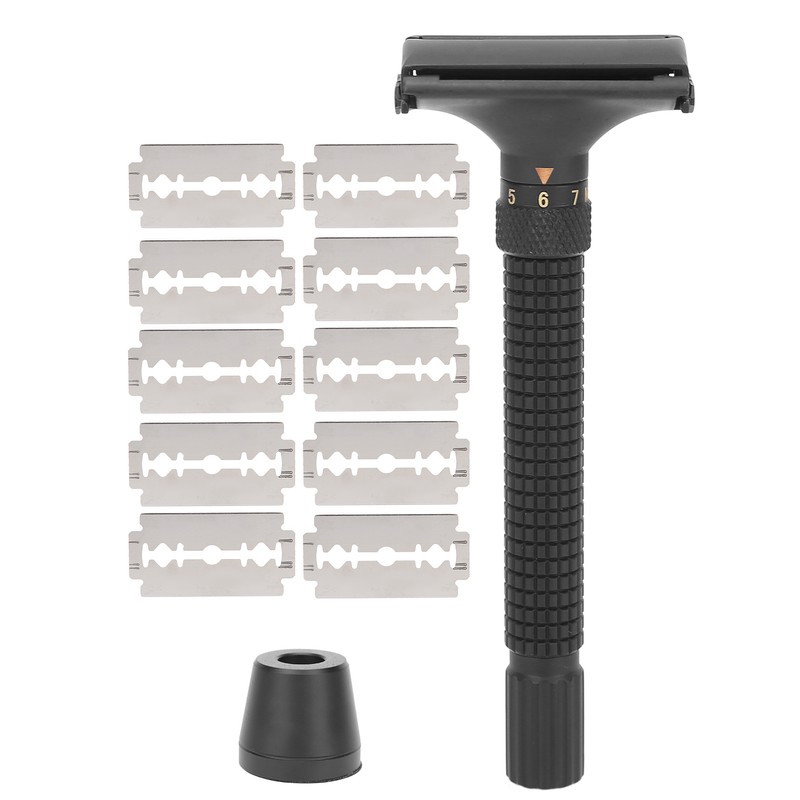 Men Manual Razor Blade Base Set Adjustable Brass Double Edge