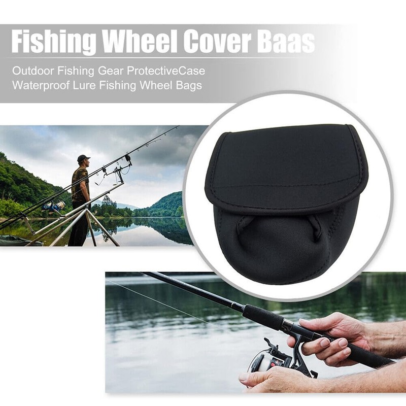 2xPortable Fishing Reel Bag Waterproof Neoprene Case Cover for Spinning