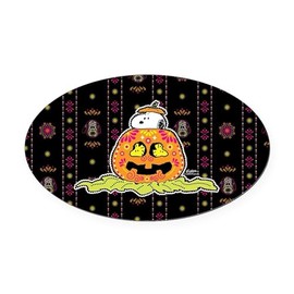 CafePress Day of The Dead Snoopy Pumpkin Oval Car Magnet, Euro Oval Bumper Magnet