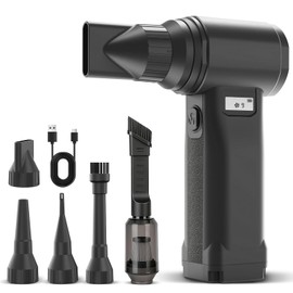 OVVGO Electric Compressed Air Duster, 300,000RPM Cordless Air Blower for Dust Removal, Duster/Vacuum 2-in-1 with 10 Speeds, 20000mAh Rechargeable & 5 Nozzles Dust Blower for PC, Keyboard, Car, Outdoor