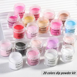 Fcozpjk Dip Nail Powder Starter Kit, 20 Colors Purple Blue Brown Nude Pink Dip Powder Nail Kit with Base Top Coat Activator Dipping Powder Liquid Set Dip Tray System for French Manicure Women Gifts